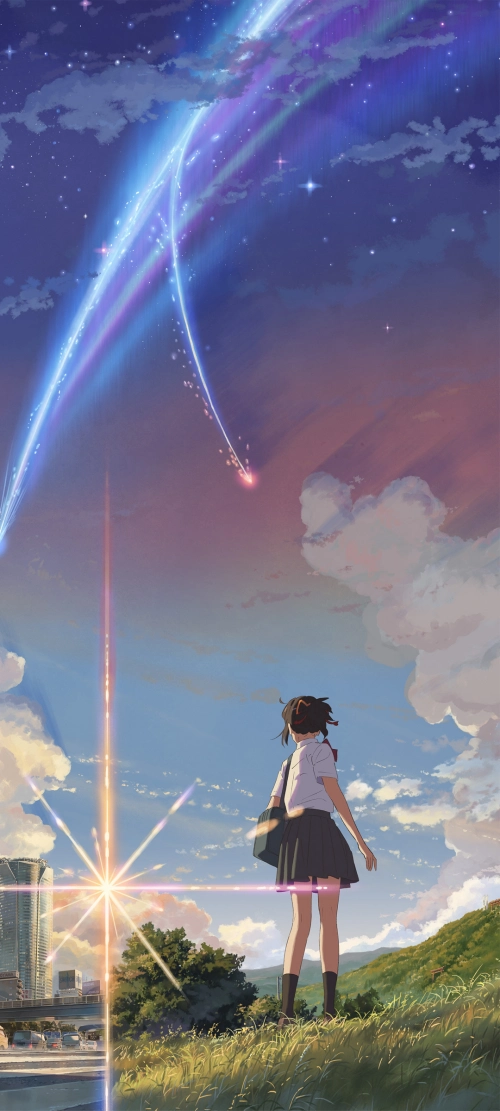 流星少女仰望 新海诚风动漫手机壁纸