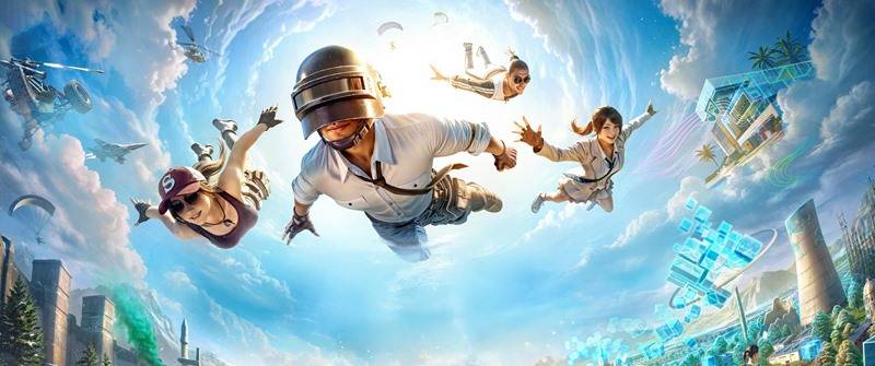 蓝天白云跳伞群像 绝地求生 PUBG 游戏原画