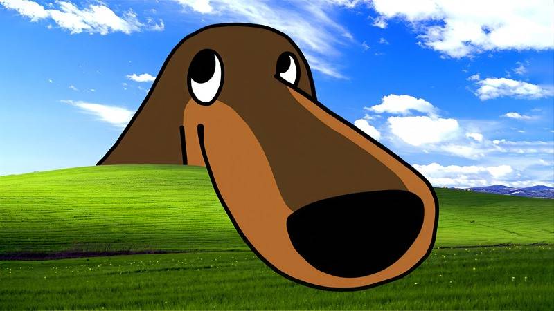 大鼻子狗闯入 XP 草原 4K 搞笑创意